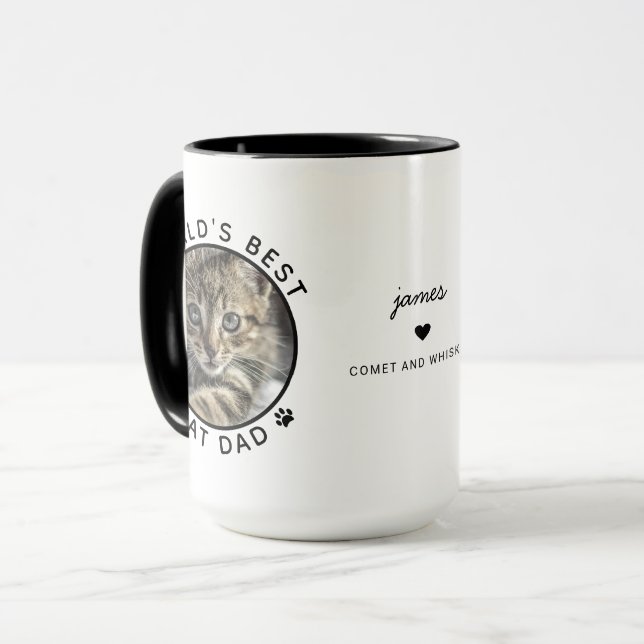 Mug Best Cat Papa Deux Photo Typographie moderne (Devant gauche)