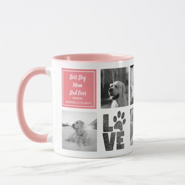 Mug Best Chien Maman Papa PHOTO COLLAGE ou cadeau Memo (Gauche)