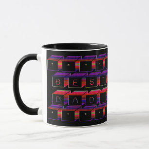 Mug Best Dad Block Text red & Purple