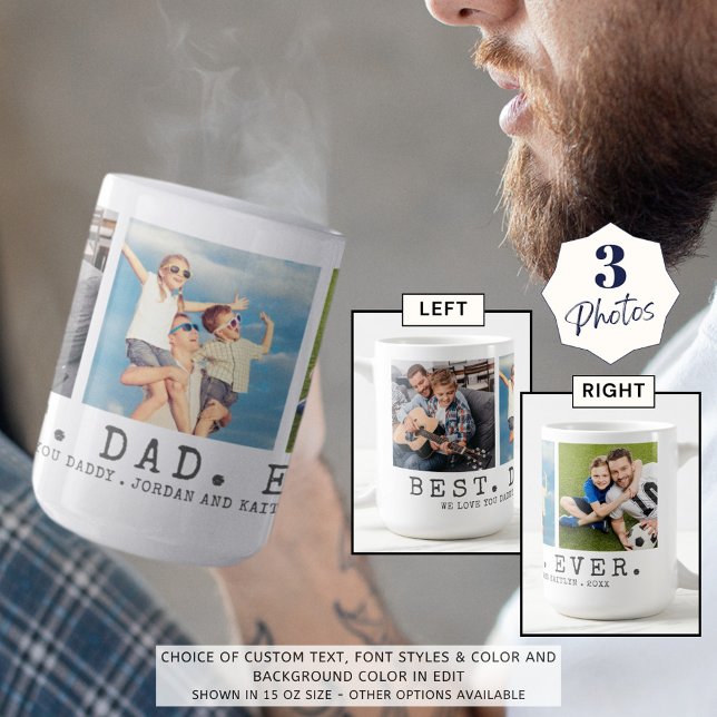 Mug BEST DAD EVER 3 Photos Personnalisées (Créateur téléchargé)