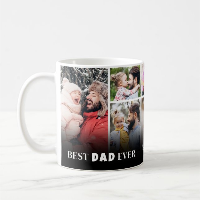 Mug Best Dad Ever 8 Photo Collage Fathers Day (Gauche)