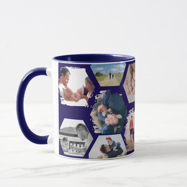 Mug "Best Dad Since" fotos y fecha personalizable (Gauche)