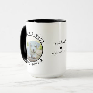 Mug Best Dog Dad Deux photos Typographie moderne