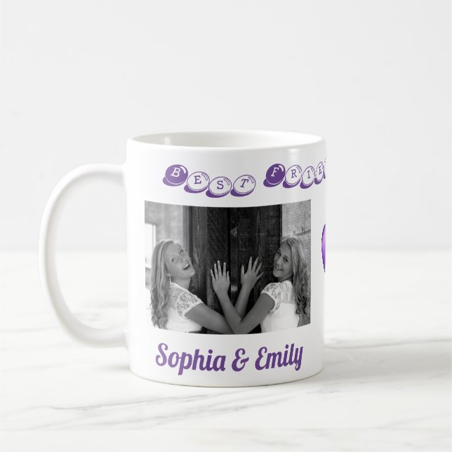 Mug Best Friends Besties BFF Ajouter 2 Photos Noms mig (Gauche)