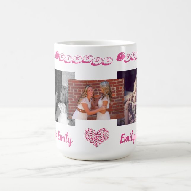 Mug Best Friends Besties BFF Ajouter 3 Photos Noms mig (Centre)