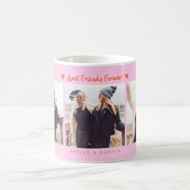 Mug Best Friends Forever Photo Multi Photo Orange Pink (Centre)