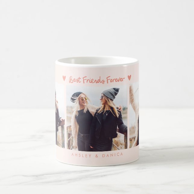 Mug Best Friends Forever Photo Multi Photo Peach  (Centre)
