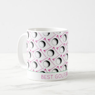 Mug Best Golfer Ever Golf Ball Tee rose vert classique