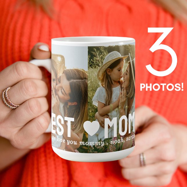 Mug Best Mom Ever 3 Photo Collage Fête des mères (Créateur téléchargé)