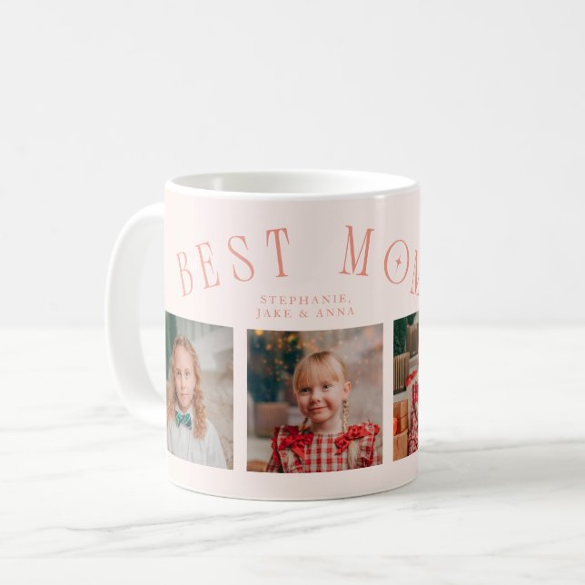 Mug Best Mom Ever 4-Photo Peach Mothers Day  (Devant gauche)