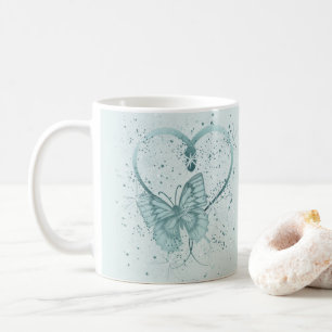 Mug Beurre, coeur et peinture en Turquoise