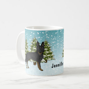 Mug Bi-Noir Allemand Berger Forêt d'hiver avec nom
