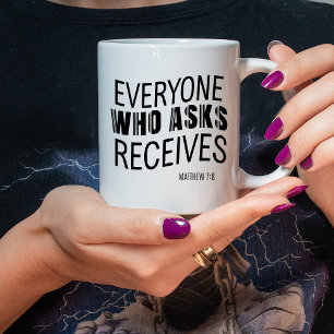 Mug Bible chrétienne moderne Verse Matthieu 7:8