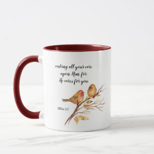 Mug Bible de deux petite moineaux d'oiseau qu'il