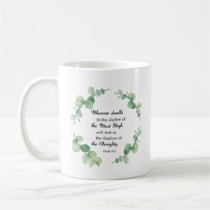 Mug Bible Verse psaume 91 Eucalyptus Wreath Christian
