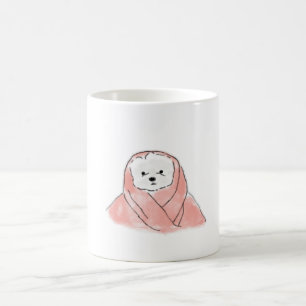 Mug Bichon Frise mignon enveloppé dans une couverture