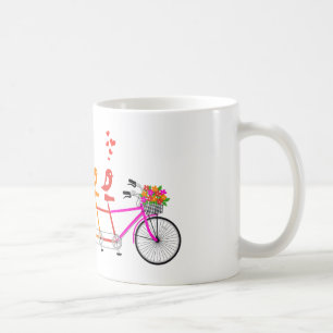 Mug bicyclette tandem colorée avec la famille