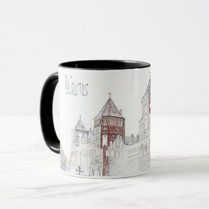 Mug Biélorussie Б л а р у с Château de Mir Dessin е Co