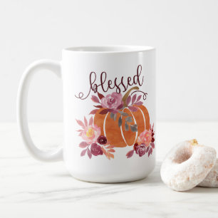 Mug Bienheureux - Citrouille d'automne avec fleurs ros