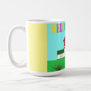 Mug Bienvenue à la maison mignonne maison couleurs bru
