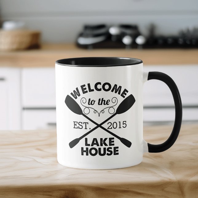 Mug Bienvenue à Lake House Rustic Paddles (Créateur téléchargé)