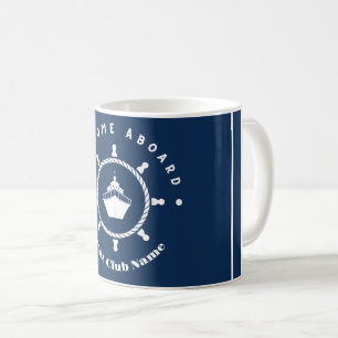 Mug Bienvenue Ancre Bleue Nautique Bateau à voile Cust