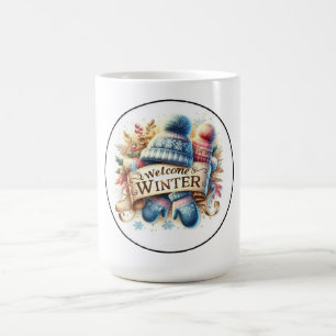 Mug Bienvenue Chapeau et Mitaines Tricotés Cozy Hiver