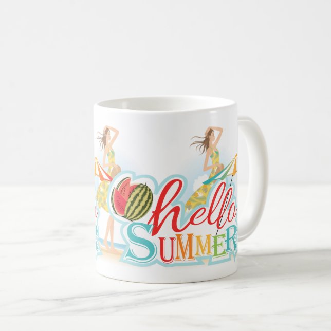 Mug Bienvenue été : Embrassez le soleil et le plaisir  (Devant droit)