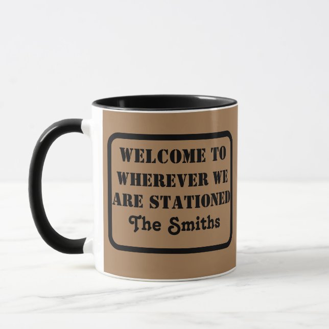 Mug Bienvenue partout où nous sommes stationnés (Gauche)