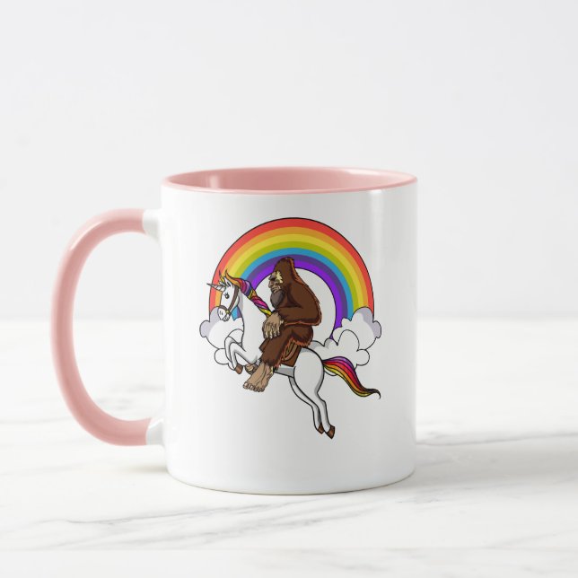 Mug Bigfoot drôle montant l'arc-en-ciel magique de (Gauche)