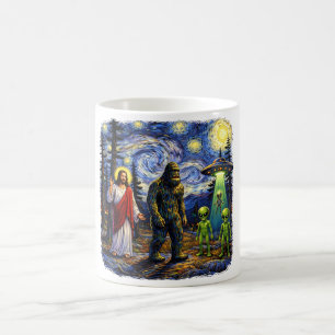 Mug Bigfoot Jésus Aliens Nuit étoilée — Fourgon Sasqua