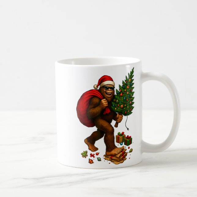 Mug Bigfoot Santa Christmas Tree Lights Xmas Boys Men  (Droite)