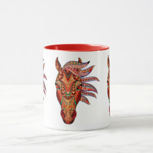 Mug Bijou de cheval mosaïque coloré cowgirl brun rouge