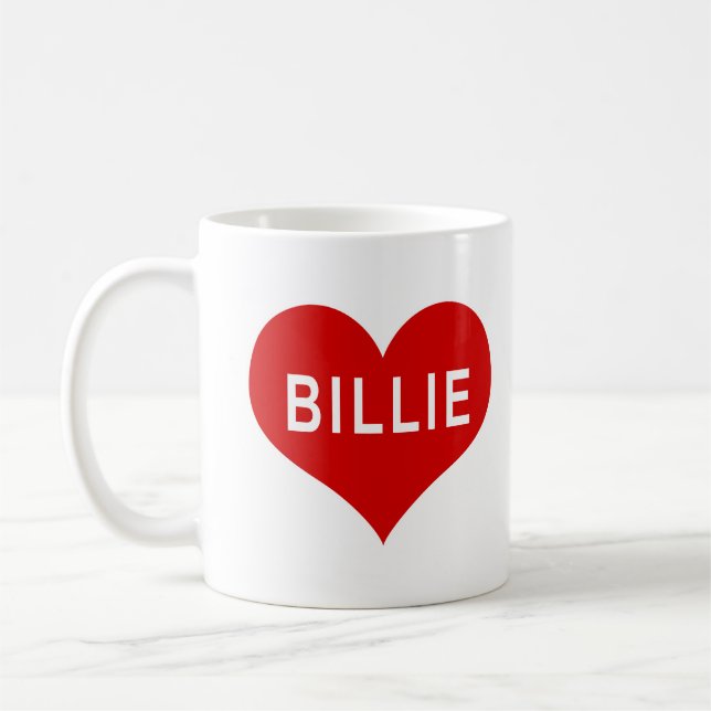Mug BILLIE NOM Red Love Heart (Gauche)