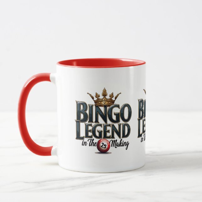 Mug Bingo Légende couronnée dans la typographie rétro  (Gauche)