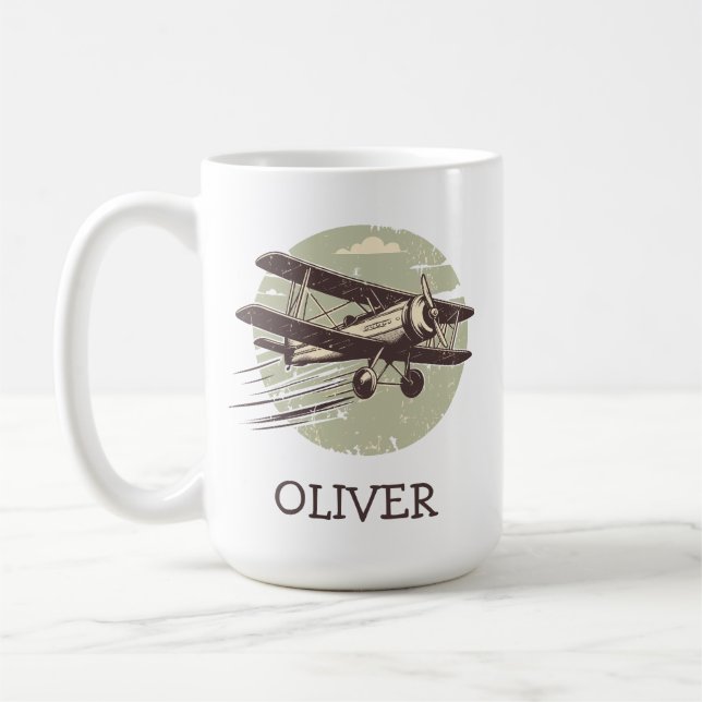 Mug Biplane Vintage personnalisé (Gauche)