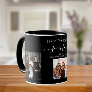 Mug Birthday custom photo friends black chic