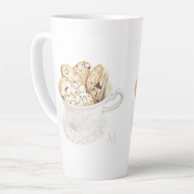 Mug BISCOTTI pour grand Latte + Initiale (Angle gauche)