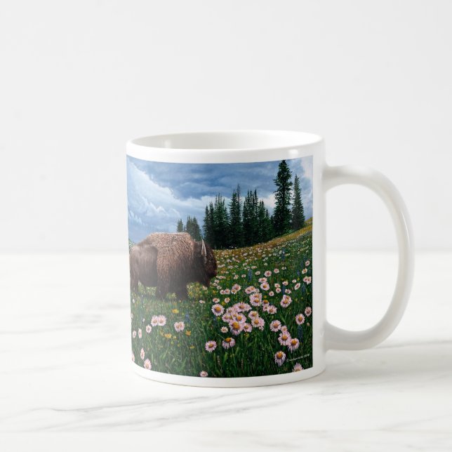 Mug Bison américain - "aucun temps pour des fleurs " (Droite)