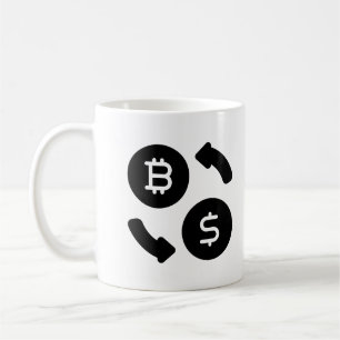 Mug Bitcoin to US Dollars Icônes Noir et blanc