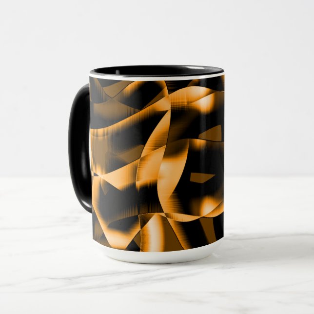 Mug Bizarre enchevêtrement de rubans brûlés, noir et o (Devant gauche)