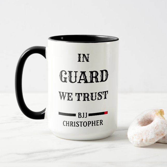 Mug BJJ Brésil Jiu Jitsu Guard Trust Ceinture noire (Avec donut)