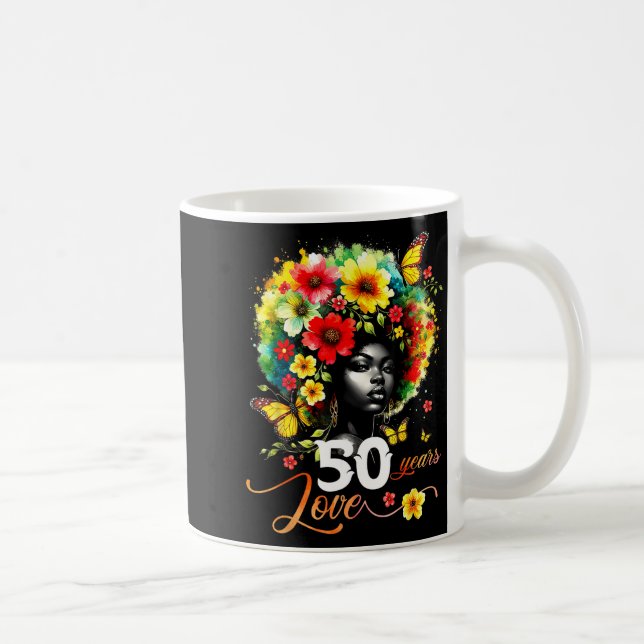 Mug Black Afro Queen 50 Years Love 50th Birthday Butte (Droite)