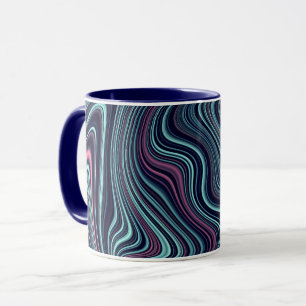 Mug Black Blue Rose Wavy Marbling Agate Abstraction