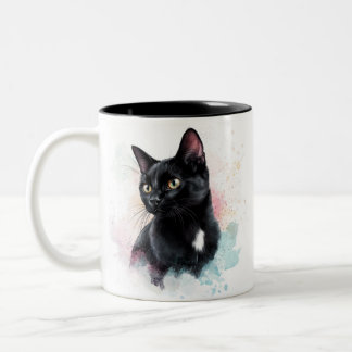 Mug black cat add own text zweifarbige tasse