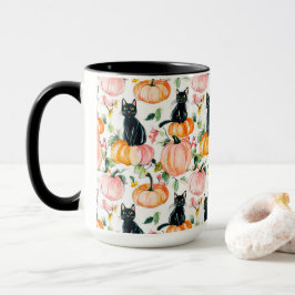 Mug Black Cat & Pumpkin Fall Spooky Halloween Coffee 