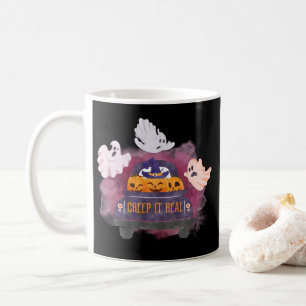 Mug Black Creep It Real Citrouille Ghost Halloween