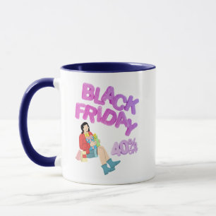 Mug Black Friday - Tasse Café Bleu et Blanc 40%