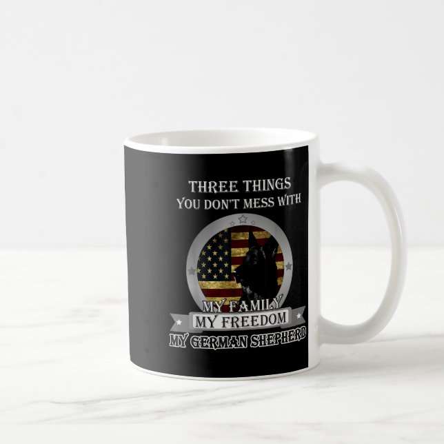 Mug Black German Shepherd American Flag Three Things Y (Droite)