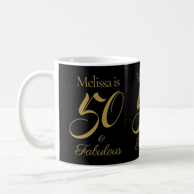 Mug Black Gold Elegant 50 et fabuleux 50e anniversaire (Gauche)